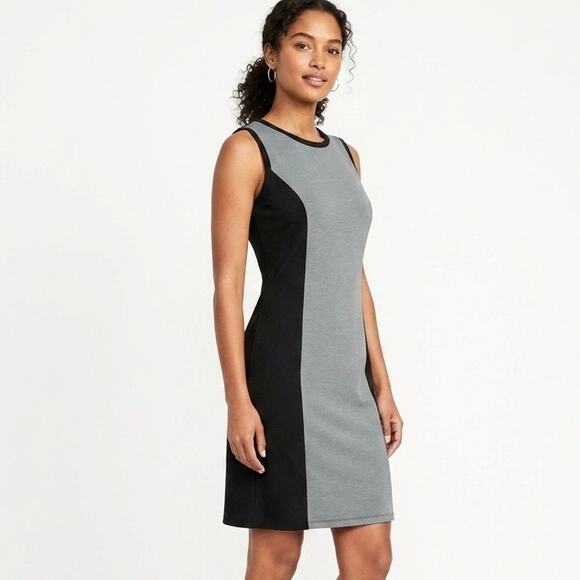 Old Navy Dresses & Skirts - Old Navy Women's Bodycon Dress XS Colorblock Black & Gray Sleeveless Ponte Knit